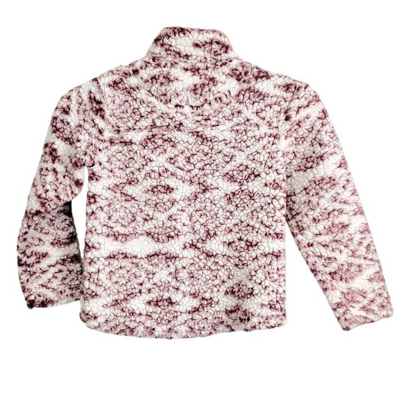 Cuddly Sherpa 1/4 Zip Burgundy and White Pull Over Fleece Jacket - Picture 5 of 6